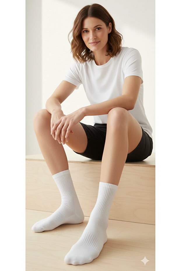 Unisex Premium Cotton Pack White Tennis and Sports Socks