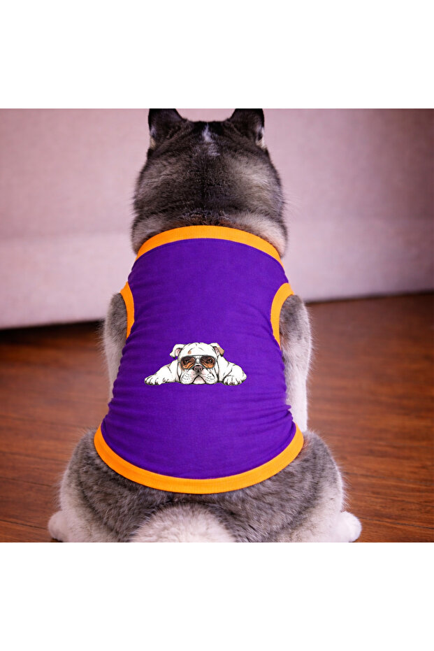 Purple Cool Lazy Dog Tshirt Dog Outfit (100% Cotton Combed Cotton) Small and Large Breeds