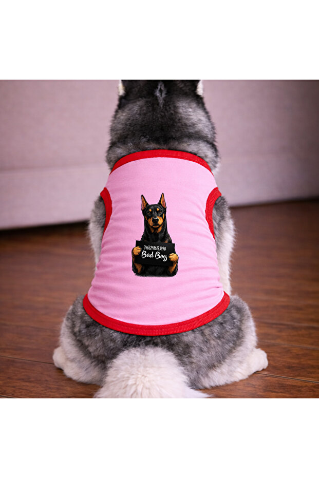 Pink Wanted Doberman Dog Tshirt Dog Outfit (100% Cotton Combed Cotton) Small and Large Breeds