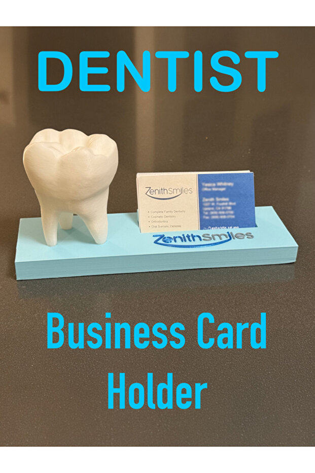 Dentist Business Card Holder Decorative Desktop Business Card Stand with Tooth Figure Office Accessory