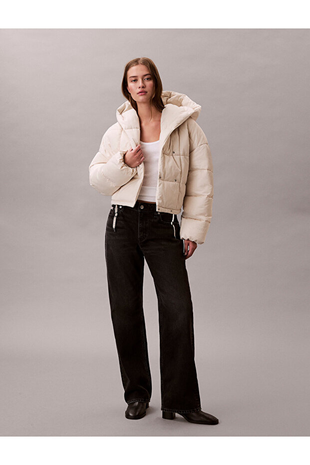 Satin Wrap Short Puffer Jacket - 6