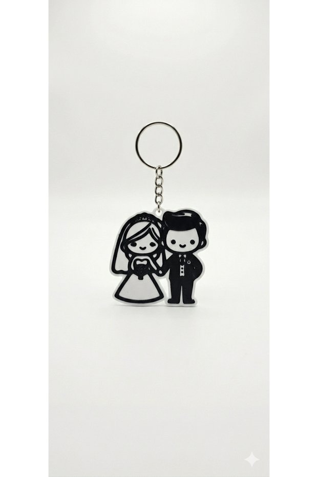 Bride and Groom Figured Figurine Keychain