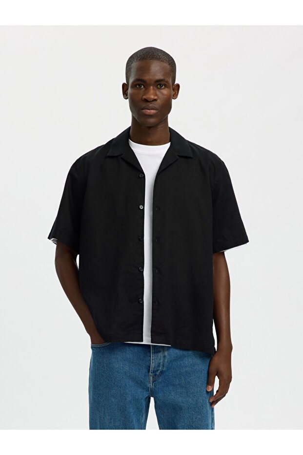 Kurzarmhemd Leinenmix - 1