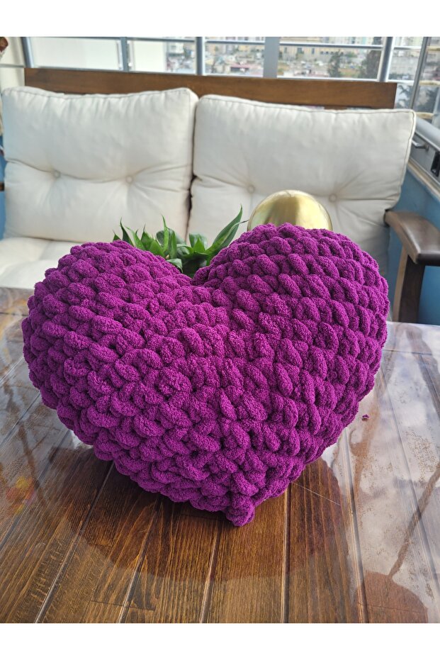 Puffy Purple Heart Pillow