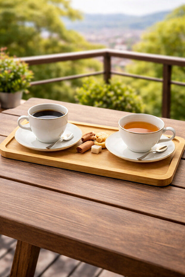 بامبو صينية تقديم مستطيلة الشكل – صينية تقديم الإفطار والشاي والوجبات الخفيفة - 2