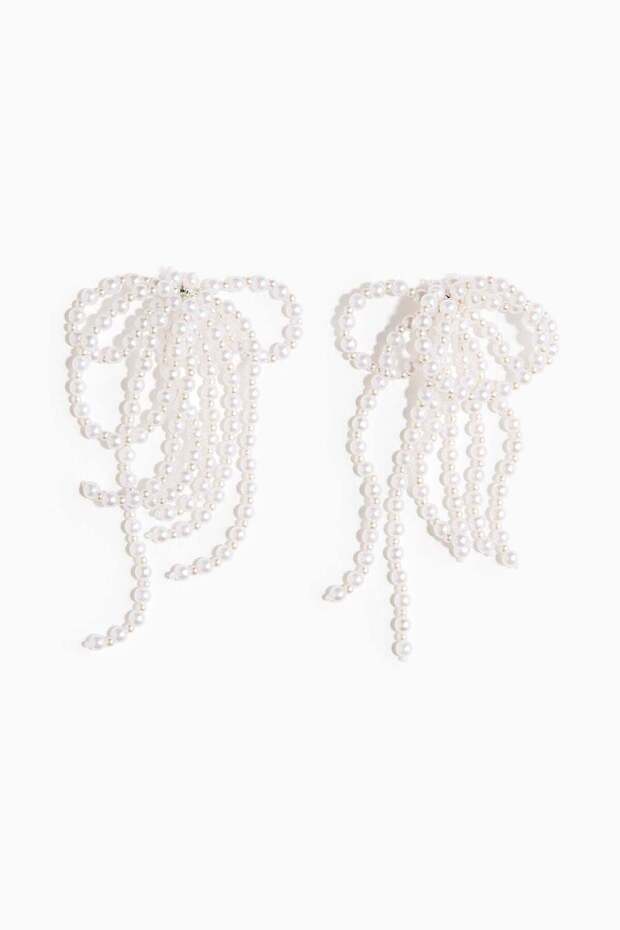 Beaded bow earrings - 1