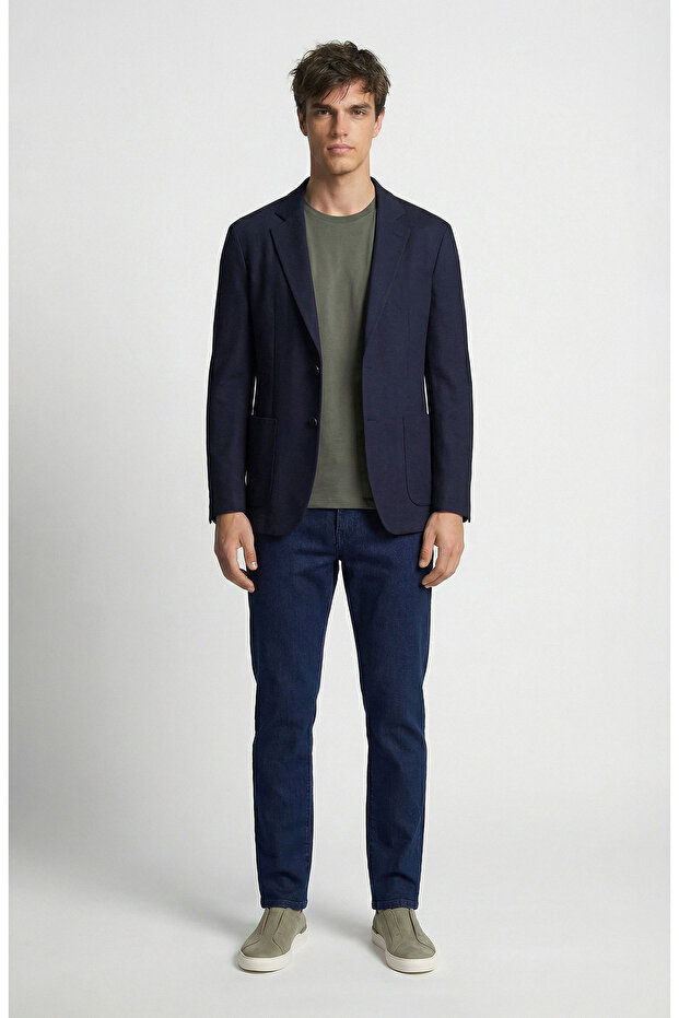 Lacivert Armürlü Ceket - 2