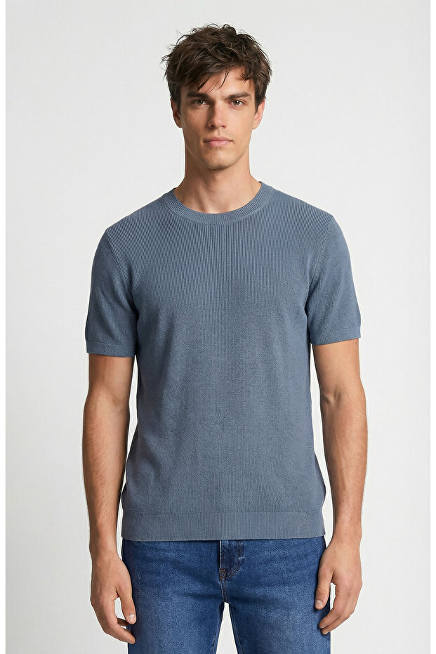 Mavi Pamuk Triko Kazak - 1