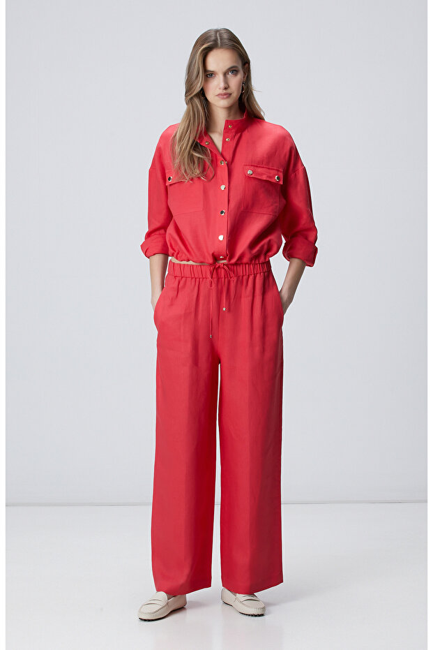 Nar Çiçeği Keten Dış Gömlek - 3