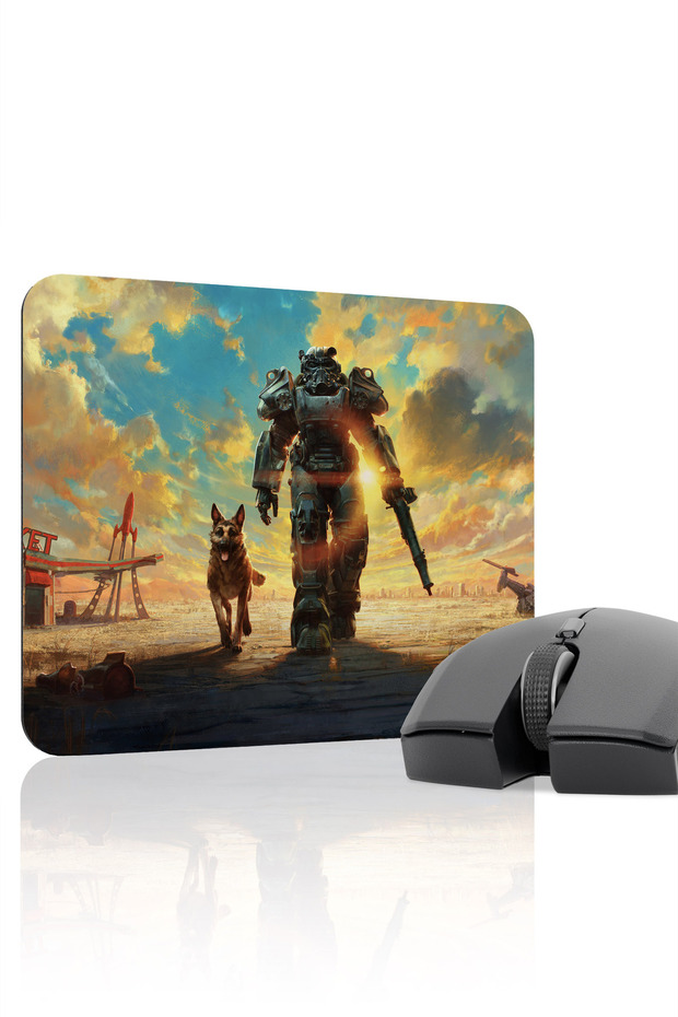 لوحة ماوس الألعاب المطاطية المخيطة Fallout مانع للانزلاق V1 - 22X18 Gaming Mouse Pad