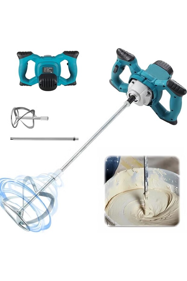 1400W electric mixer with 6 speeds and 220V motor for cement, paint, mortar and more materials uses.