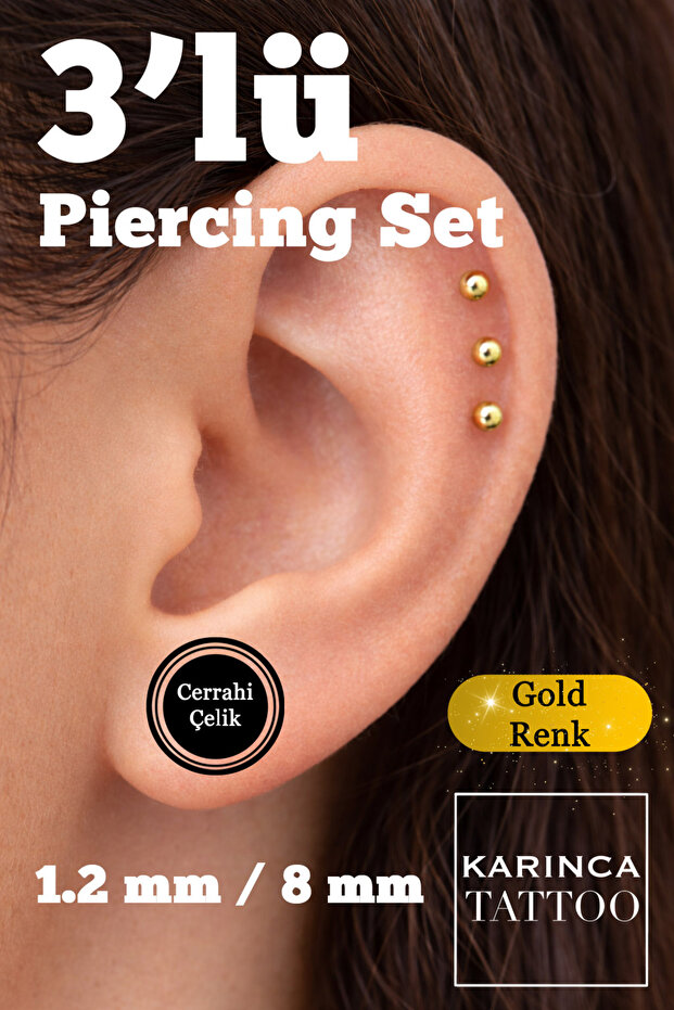 Cerrahi Çelik 3'lü Piercing Set - 2