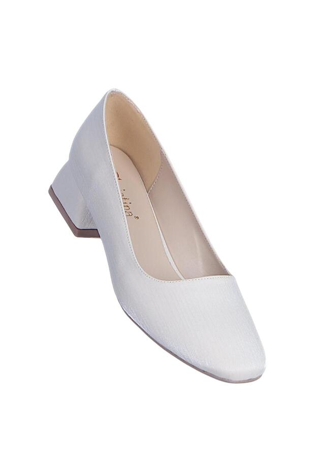 C8 Satin Cream Women's 3cm Heeled Shoes