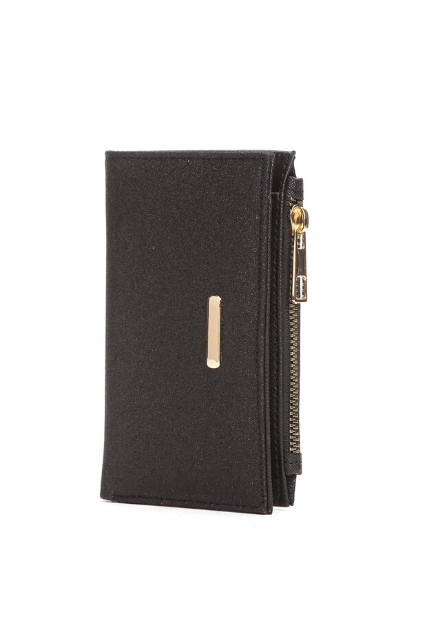 Women's Glittery Zipper Compartment Bag with Wallet and Card Holder Compartments