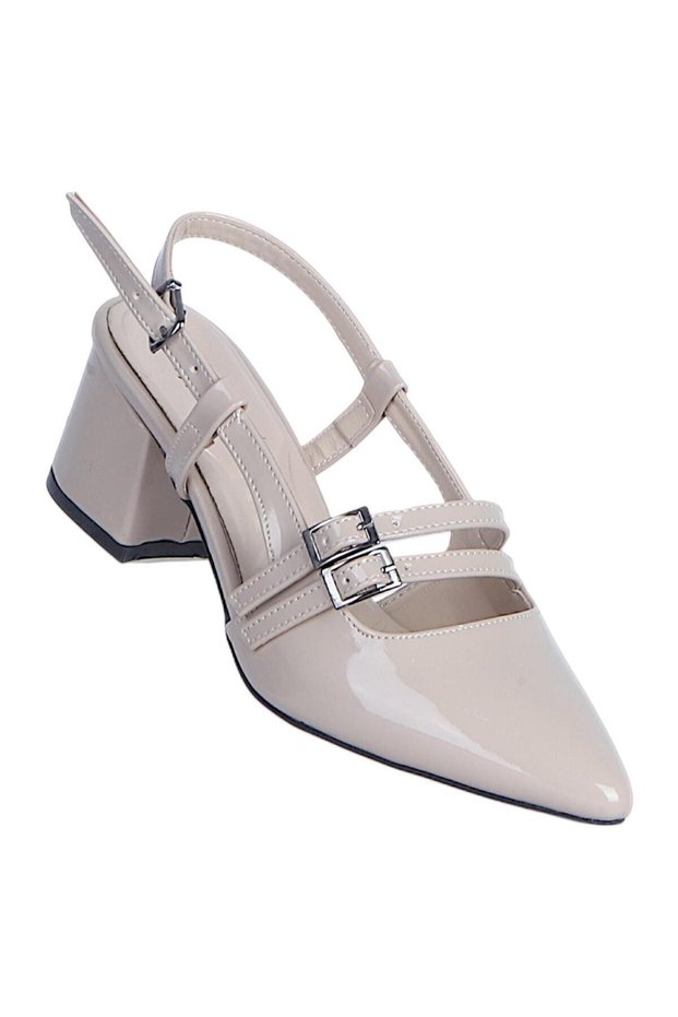 Byn Ayışığı By27 Cream Patent Leather Women's 6cm Heeled Shoes