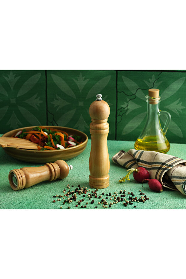 20 cm Wooden Salt and Pepper Mill – Professional Size and Fresh Aroma