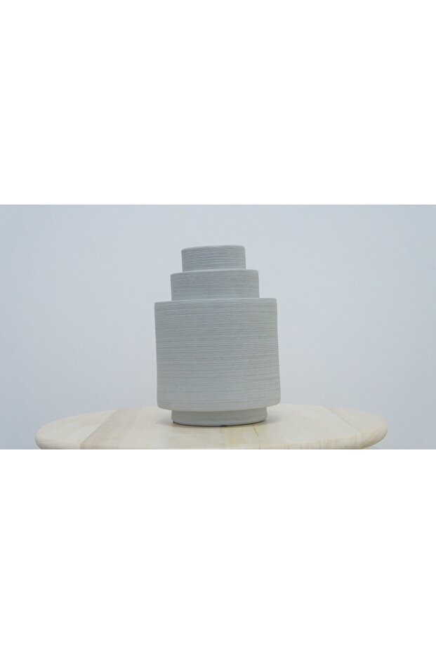 CYLINDER STONEWARE IN GREY CERAMIC VASE