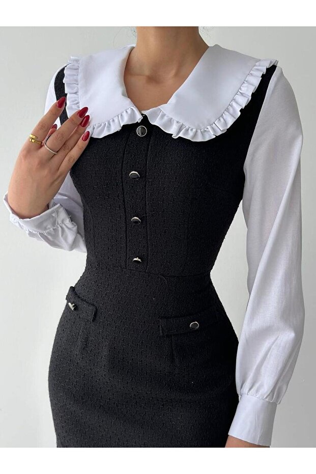 Λευκό και μαύρο φόρεμα Lya - 2