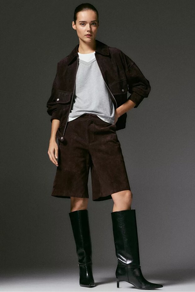 ALLBUCKS PULL&BEAR %100 جلد سويدي جلد شورت برمودا ABPNB3745