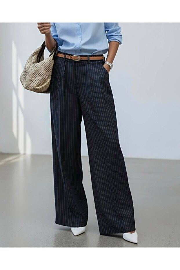 Women's Striped Palazzo Fabric Trousers