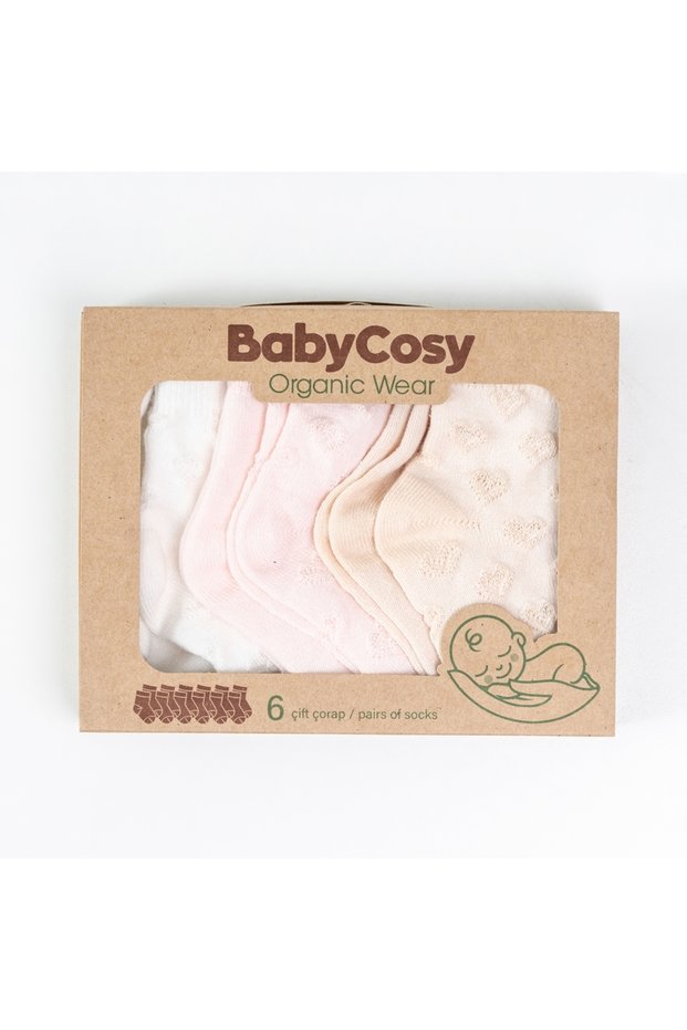 100% Cotton Organic Cotton Piece Baby Girl Socks Set – Heart Patterned Piece, Soft, Cotton Piece, Newborn Socks, 0-24 Months