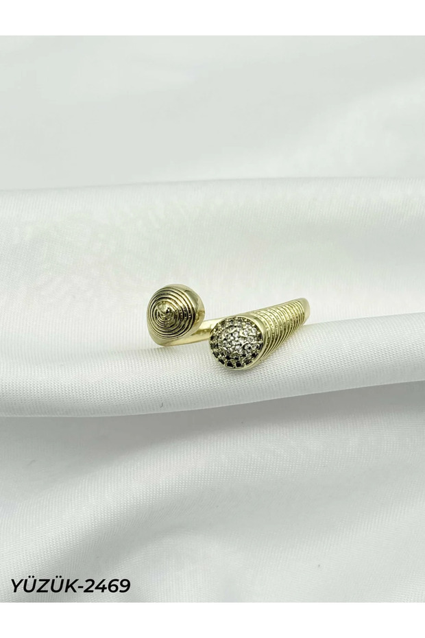 Gold Color Zircon Stone Adjustable Steel Ring