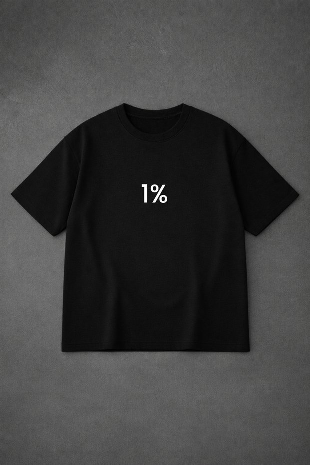 Oversized Men's T-Shirt One Percent B Printed 100% P Cotton T-Shirt Comfortable Fit