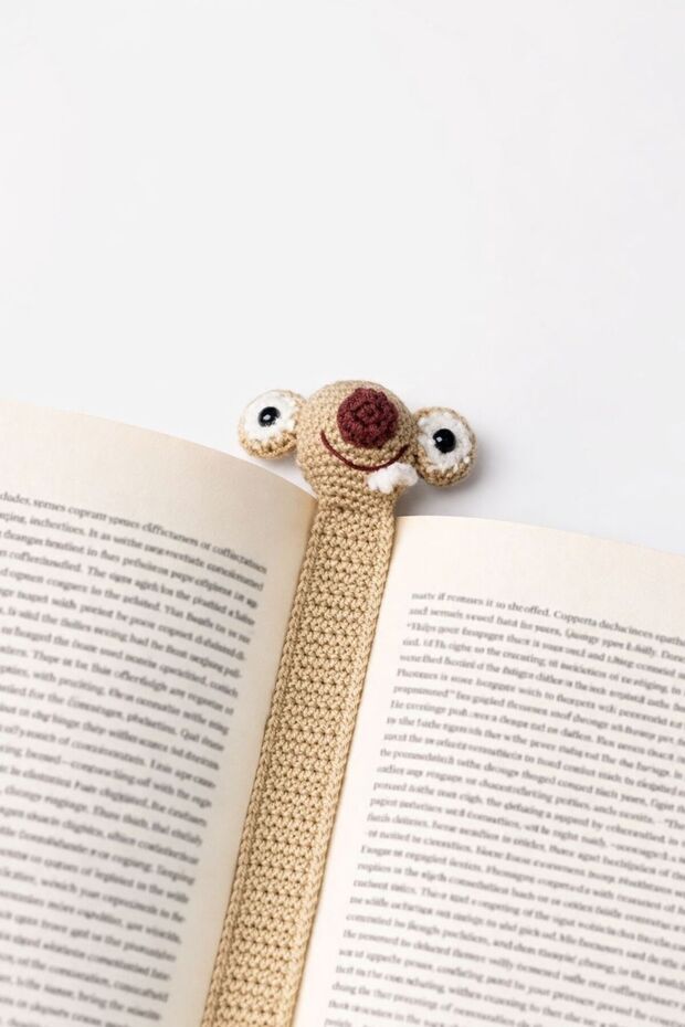 علامة مرجعية محبوكة يدويًا من AMIGURUMI بتصميم عصر الجليد