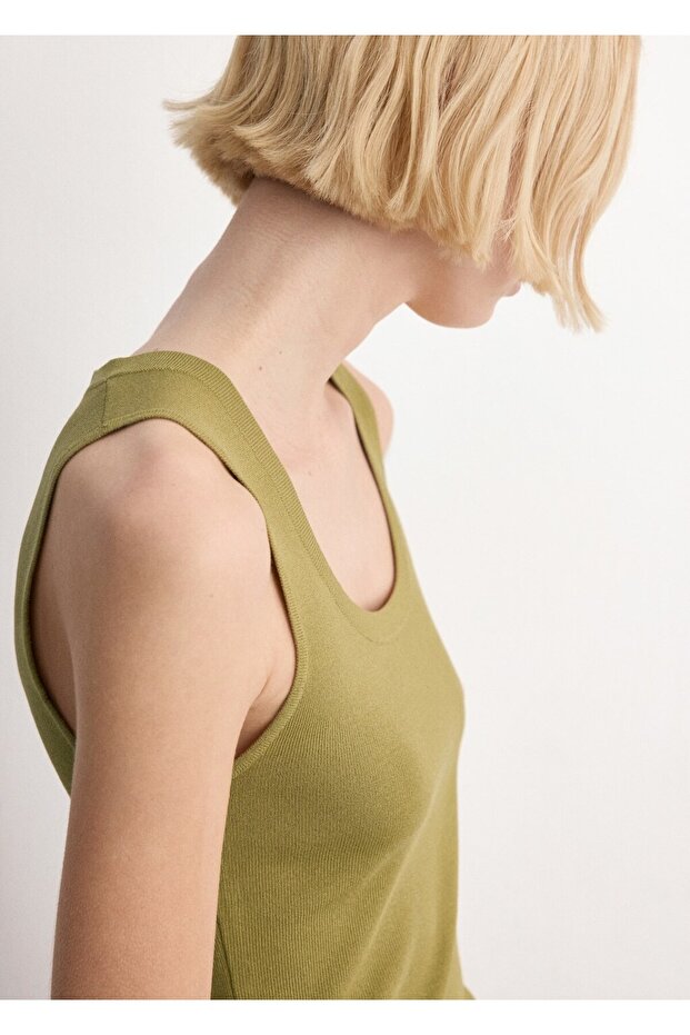 Pamuklu keten triko bluz - 6