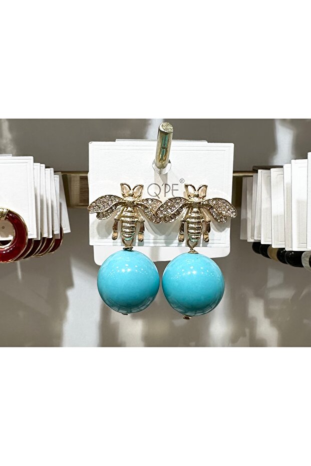 Qpe Stainless Steel Ball Bee Vip Dangle Earrings