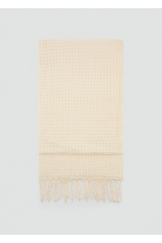 Püsküllü pamuklu fular - 2