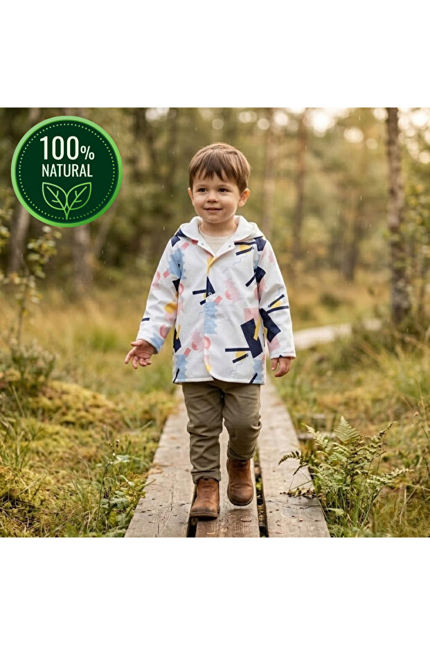 Sweat-Proof Reversible Boys' Raincoat 2-5 Years Old 100% Cotton Muslin Lined