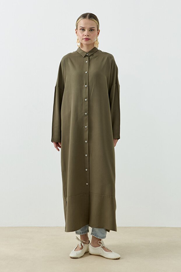 Oversize Gömlek Haki - 2