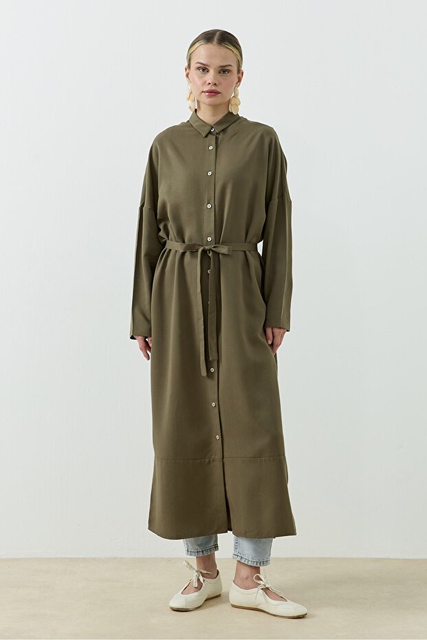 Oversize Gömlek Haki - 4