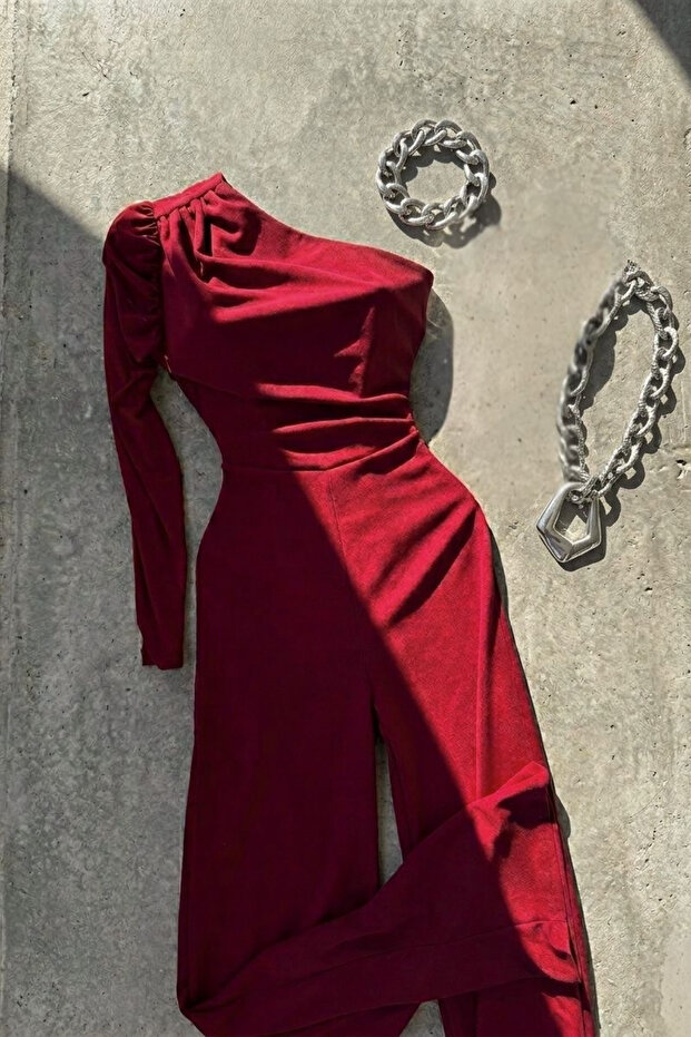 ZR Model Tek Omuz Basic Şık Uzun Tulum - 6