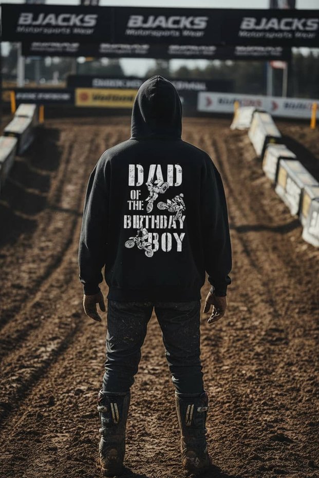 For Motocross Enthusiasts "Dad of the Birthday Boy" Oversized Premium Unisex Hoodie