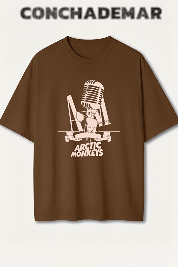 تي شيرت Arctic Monkeys مطبوع Premium كبير الحجم مكون من قطن قطع