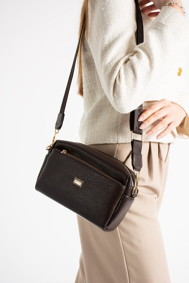 3-Compartment Soft Leather Women's Crossbody and Shoulder Bag Bag