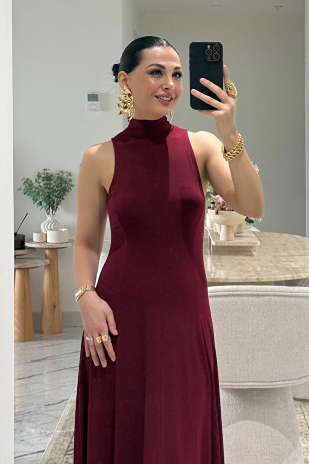 Rochie lungă Zero Sleeve guler ridicat lejer - 2