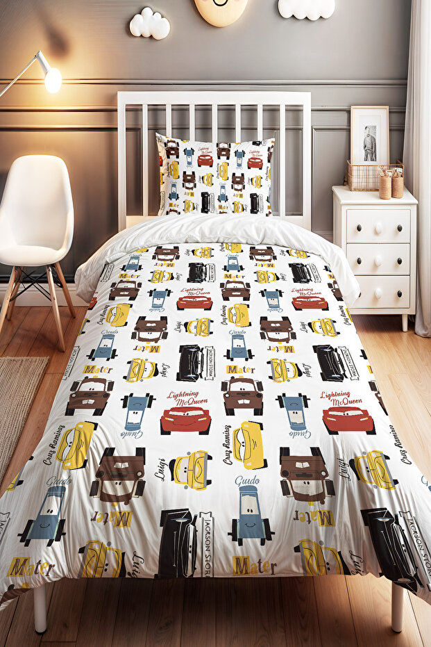 Cute Racing Adventure Patterned Single Baby Kids Bedding Set