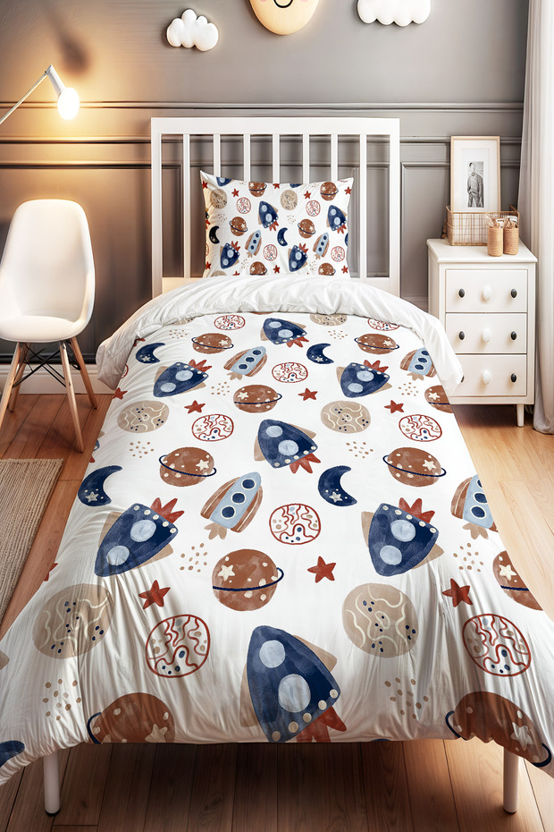 Adventure in Space Patterned Single Baby Kids Bedding Set