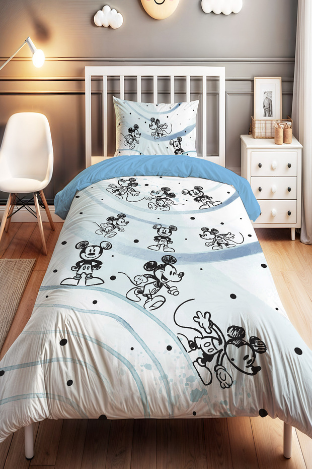 Cute Mickey Patterned Single Baby Kids Bedding Set