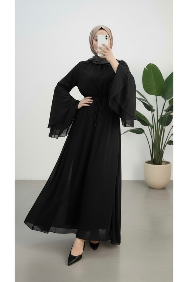 Chiffon Lined Hijab Dress – Does Not Show Undergarments, H Lightweight and Flowing Fabric, Stylish and Elegant Long Dress