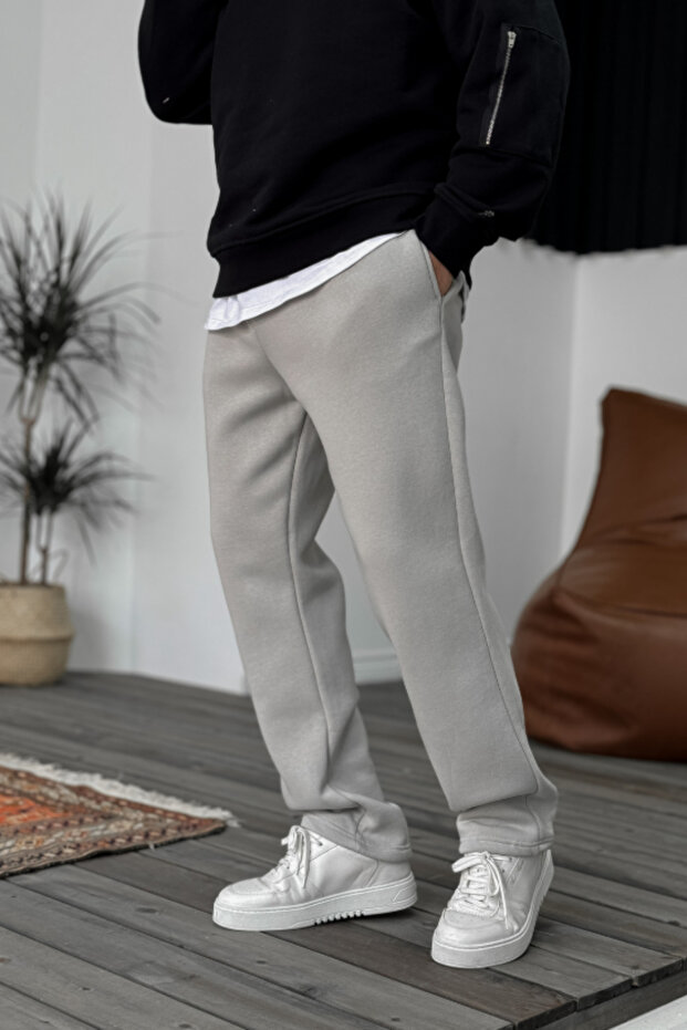 Men's Stone 3 Thread Original Baggy Winter Pants İ Fleece-Lined Rka Ce Pocketed O Wide-Leg Sweatpants