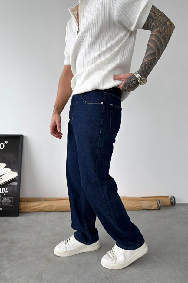 بنطلون أساسي عادي باللون الأزرق الداكن - 2