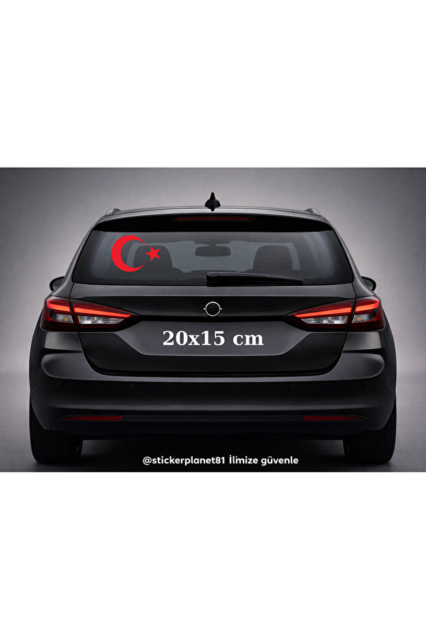 Turkish Flag Sticker Moon Star Car Auto Sticker 20 cm X 15 cm | White, Red, Gold