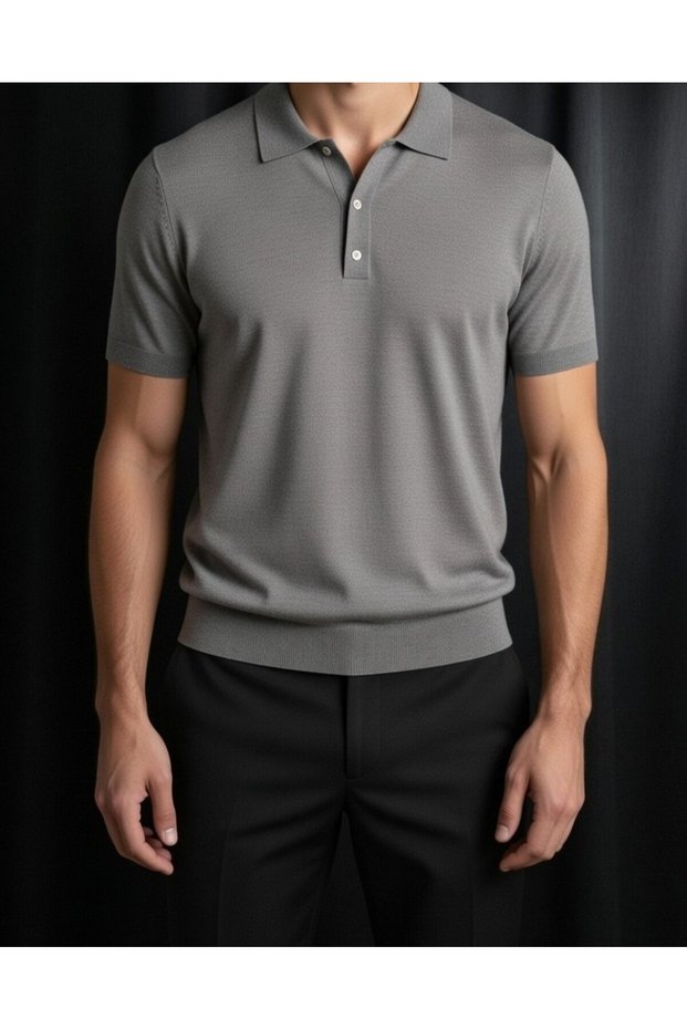 Men's Polo Neck Knitwear T-Shirt
