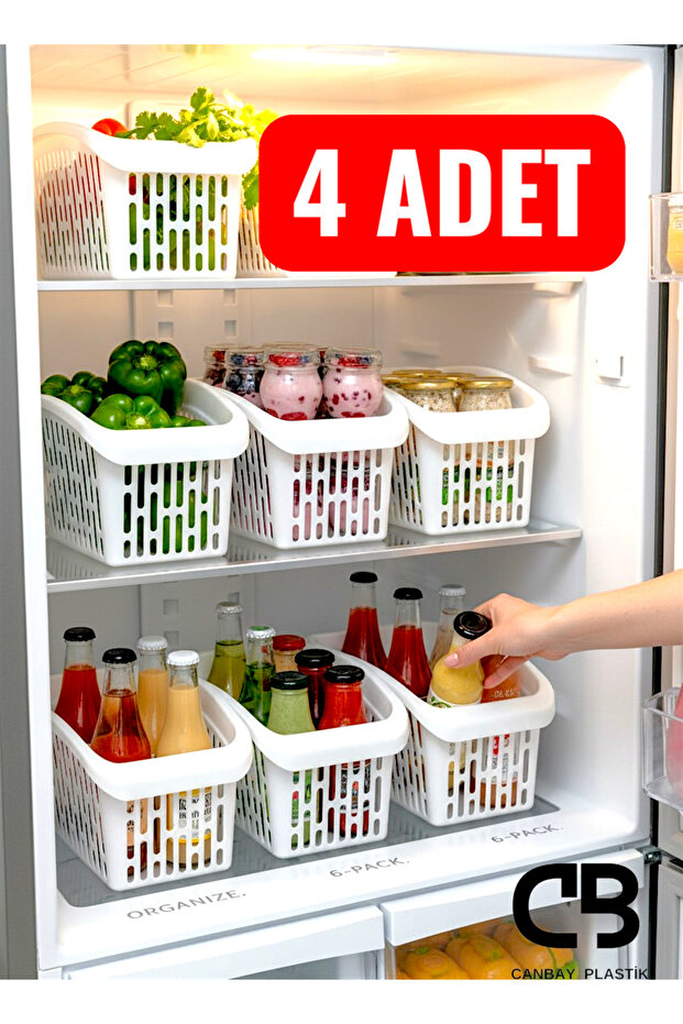 4 Pieces Refrigerator Organizer Vegetable Fruit Basket Kitchen Bathroom Under Counter Organizer