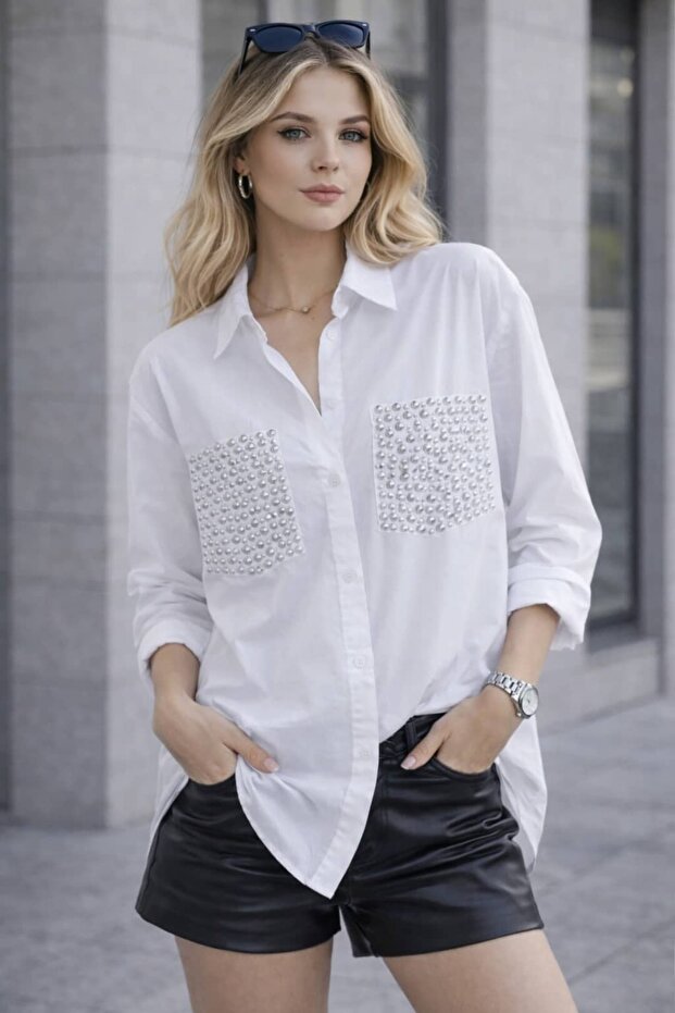 Oversized Studded Shirt Tr0935 - 3