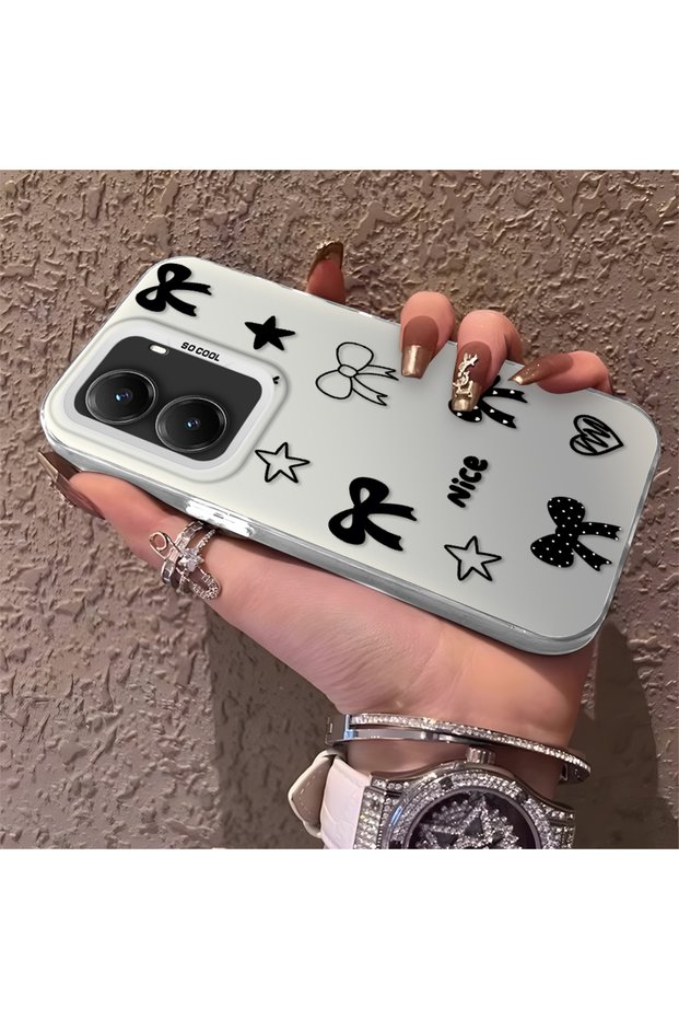 Silicone Edge Hard Back Anti Fall Phone Case Bow Tie Compatible with Poco X7 Pro Patterned